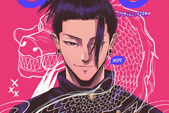 draw unique anime illustration in jujutsu kaisen style