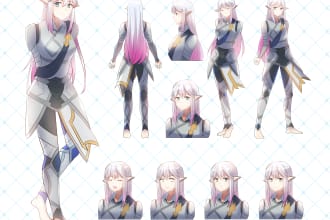 draw anime character design or reference sheet