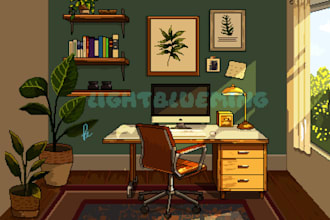 draw pixel art background illustration