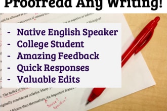 proofread and suggest edits for essays, novels, documents