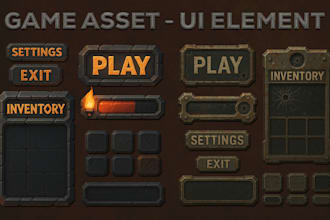 create a professional game assets and ui element for your project
