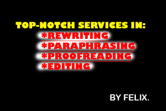 manually rewrite, paraphrase, proofread and edit any content