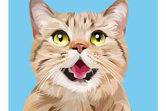 draw high quality pet  or animal cartoon portrait in 24 hours