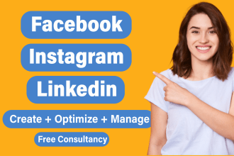 create facebook, instagram, linkedin  page, business manager