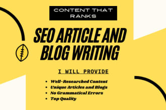 do SEO article writing blog writing and content writing