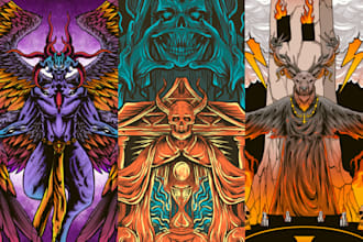 do detailed dark art for band merchandise and tshirts