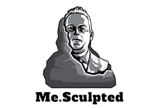 do unique modern hand carved busts logo design