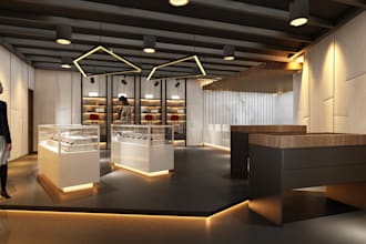 design and render 3d office interior and retail interior