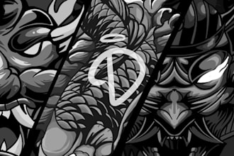 samurai and dragon tshirt design