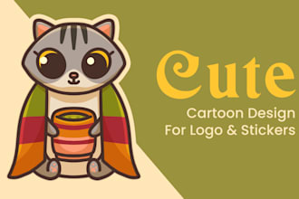 design cute cartoon logo or animal mascot for business