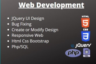 create or modify web using php jquery html css bootstrap