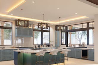 do bathroom and kitchen interior rendering
