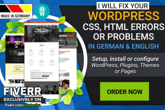 fix your wordpress, css, html errors or problems in german and english