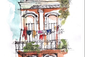 draw custom sketch or illustration with watercolor renderings
