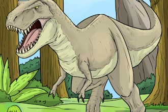 draw dinosaurs and animals illustrations