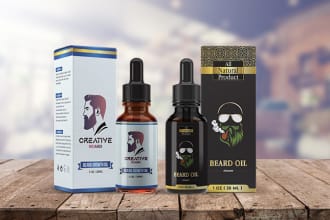 create modern beard oil label and box design