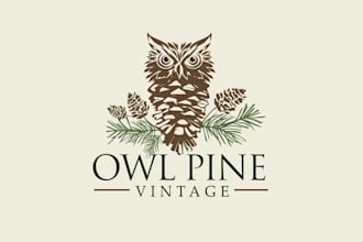 design awesome owl pine logo