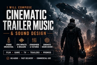 compose hybrid cinematic trailer music and sound design