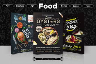 design food or restaurant flyer, poster, brochure, banner, menu