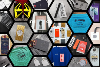 design luxury clothing hang tag, label, sticker and price ticket full set