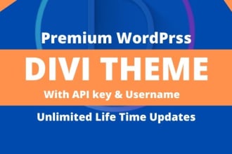 install wordpress divi theme with an API key for lifetime updates