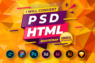 convert figma to html, psd to html, xd to HTML responsive bootstrap tailwind css