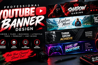 design gaming channel art and youtube banner