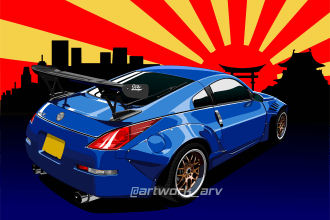 make a cartoon of your vehicle with great detail and cool