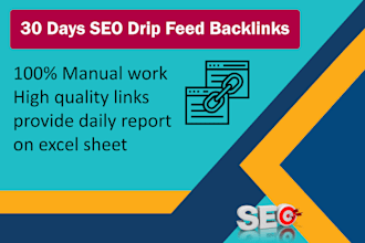 submit 30 days drip feed SEO backlinks for a daily update