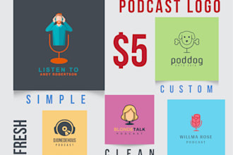 create a minimalist illustration podcast cover art logo