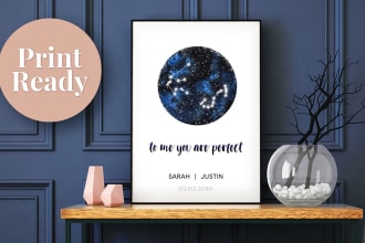 design personalized zodiac constellation poster for couples