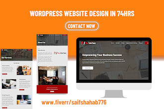 do a modern and clean wordpress website design in 74hr