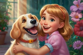 make childrens story book illustrations in disney style