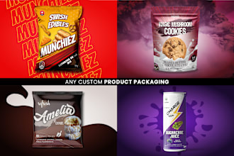 design food packaging, product packaging, box, bag pouch, label