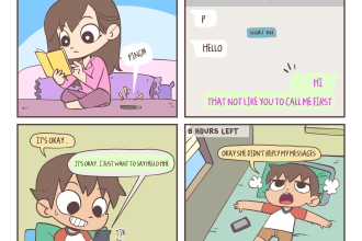 draw a comic strip with cartoon and manga style