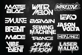 design dj ,hip hop,band music, brush font logo,