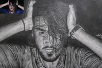 draw a realistic pencil sketch, face sketch, portrait sketch