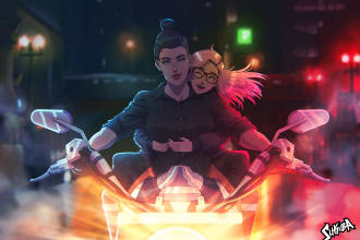 create anime character illustration, or concept art