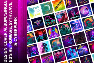make 80s retrowave,synthwave, cyberpunk coveralbum or nft