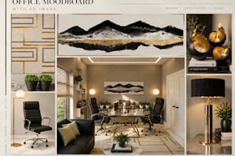 do your interior mood board with realistic 3d images