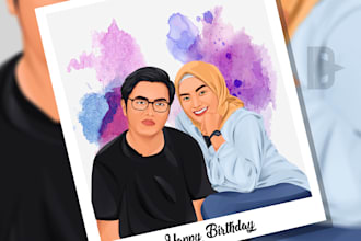 draw couple cartoon portrait from your photo