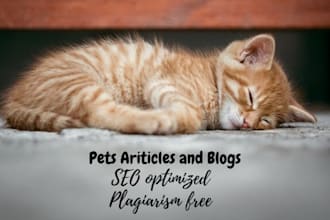 write cat, dog and all pets articles and blog