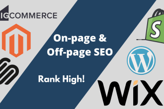 do onpage and offpage seo of magento, wordpress, shopify, bigcommerce