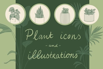 illustrate plants, flowers and mushrooms