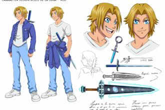 illustrate your character design sheet in any style you want