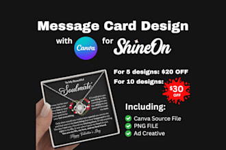 do profitable message card design for shineon necklace or any pod platform