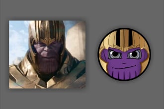 draw a cute cartoon circle of the character you want