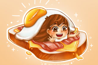 draw cute food chibi illustrations