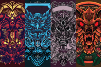 create awesome illustration and dark artwork t shirt design