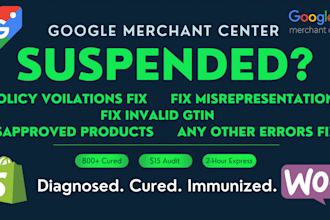 fix google merchant center suspensions and misrepresentation
